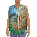 Trippy Fractal Print Sleeveless Baseball Jersey