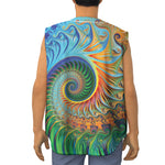Trippy Fractal Print Sleeveless Baseball Jersey