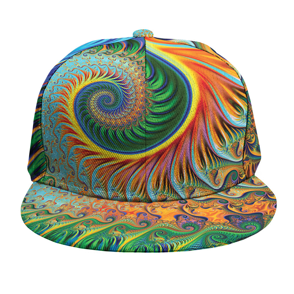 Trippy Fractal Print Snapback Cap