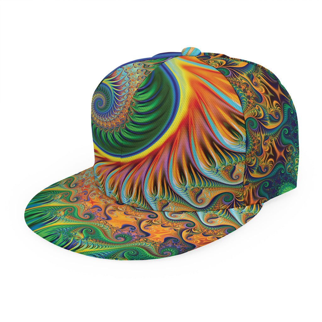 Trippy Fractal Print Snapback Cap