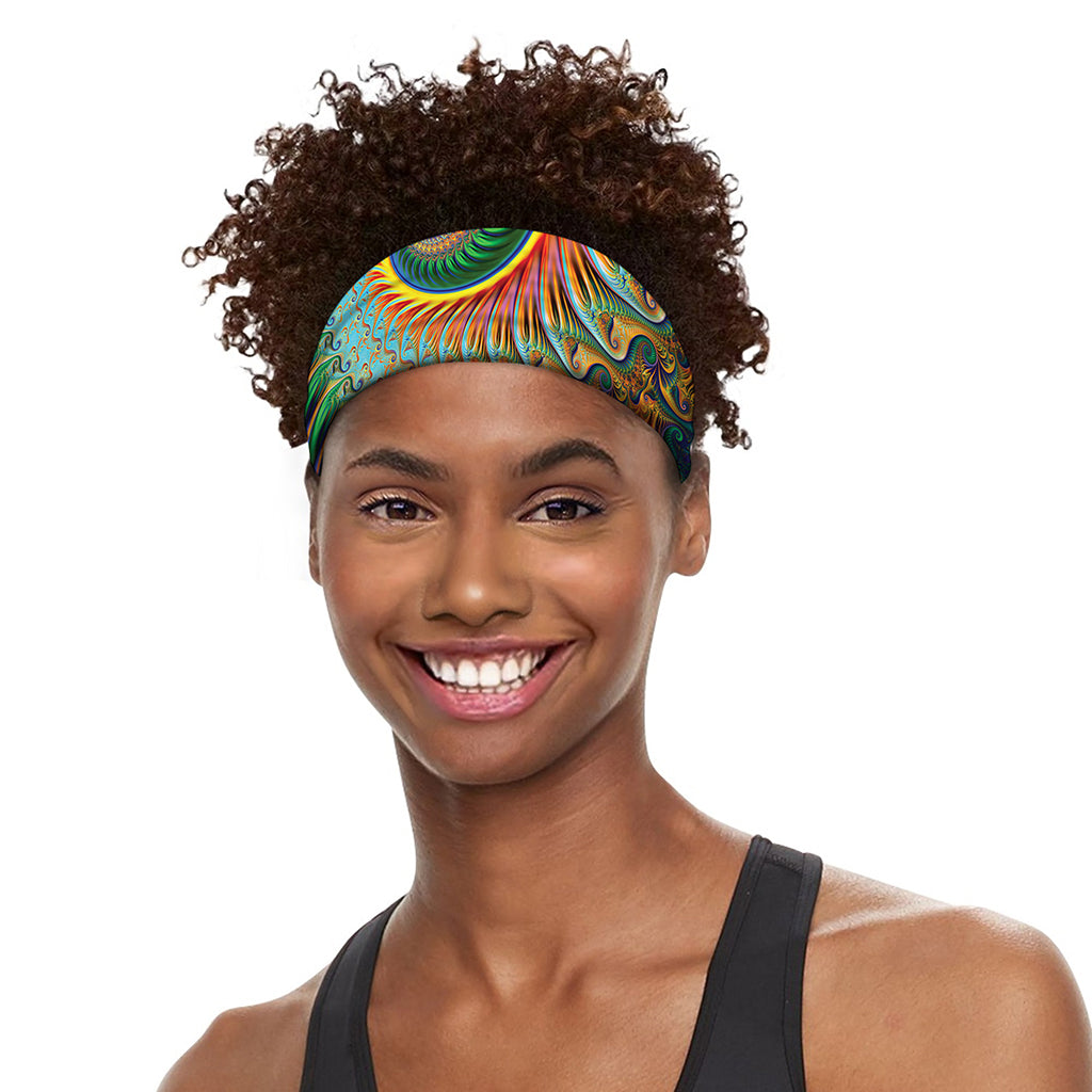 Trippy Fractal Print Sports Headband