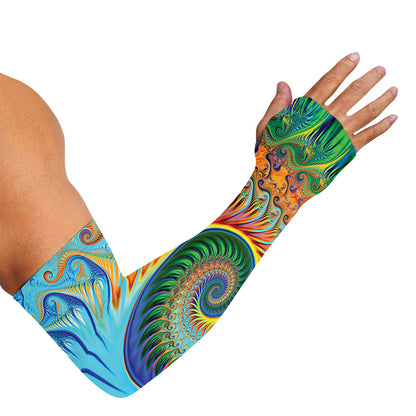 Trippy Fractal Print Sun Protection Arm Sleeves