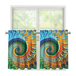 Trippy Fractal Print Tier Curtains