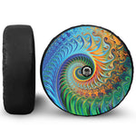 Trippy Fractal Print Tire Cover With Camera Hole