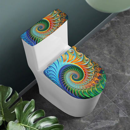 Trippy Fractal Print Toilet Lid And Tank Cover Set