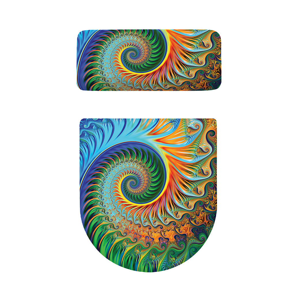 Trippy Fractal Print Toilet Lid And Tank Cover Set