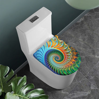 Trippy Fractal Print Toilet Lid Cover
