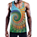 Trippy Fractal Print Men's Workout Tank Top