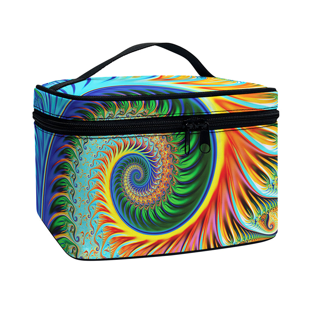 Trippy Fractal Print Travel Makeup Bag
