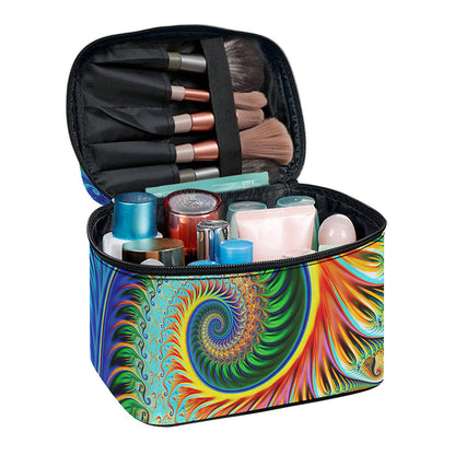 Trippy Fractal Print Travel Makeup Bag
