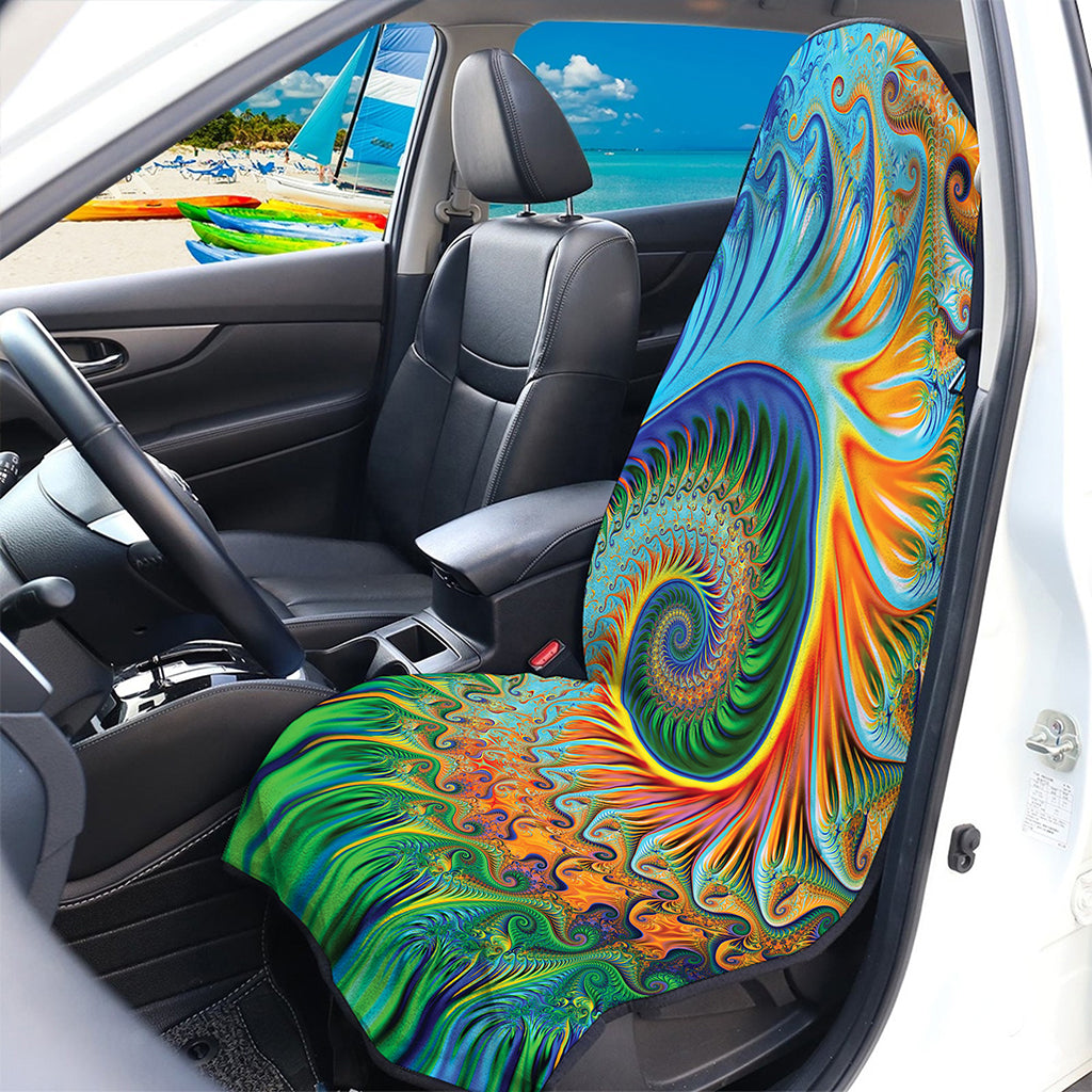 Trippy Fractal Print Waterproof Car Seat Cover