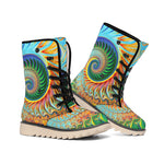 Trippy Fractal Print Winter Boots