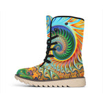 Trippy Fractal Print Winter Boots