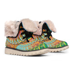 Trippy Fractal Print Winter Boots