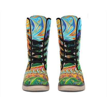 Trippy Fractal Print Winter Boots