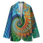 Trippy Fractal Print Women's Blazer