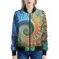 Trippy Fractal Print Women's Bomber Jacket