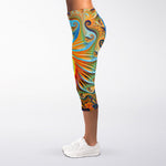 Trippy Fractal Print Women's Capri Leggings