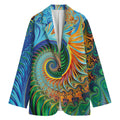 Trippy Fractal Print Women's Cotton Blazer