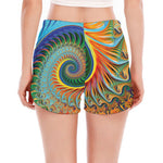 Trippy Fractal Print Women's Split Running Shorts