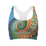Trippy Fractal Print Women's Sports Bra