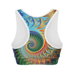 Trippy Fractal Print Women's Sports Bra
