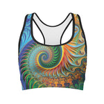 Trippy Fractal Print Women's Sports Bra