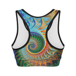 Trippy Fractal Print Women's Sports Bra