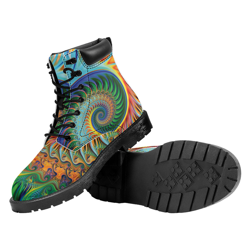 Trippy Fractal Print Work Boots