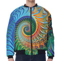 Trippy Fractal Print Zip Sleeve Bomber Jacket