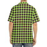 Trippy green Houndstooth Pattern Print Aloha Shirt