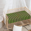 Trippy green Houndstooth Pattern Print Baby Crib Sheet