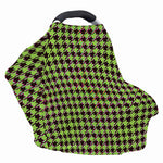 Trippy green Houndstooth Pattern Print Baby Seat Cover