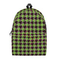 Trippy green Houndstooth Pattern Print School Backpack