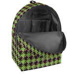 Trippy green Houndstooth Pattern Print Backpack