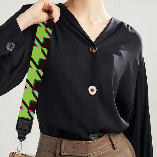 Trippy green Houndstooth Pattern Print Bag Strap