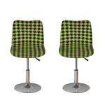 Trippy green Houndstooth Pattern Print Bar Stool Covers