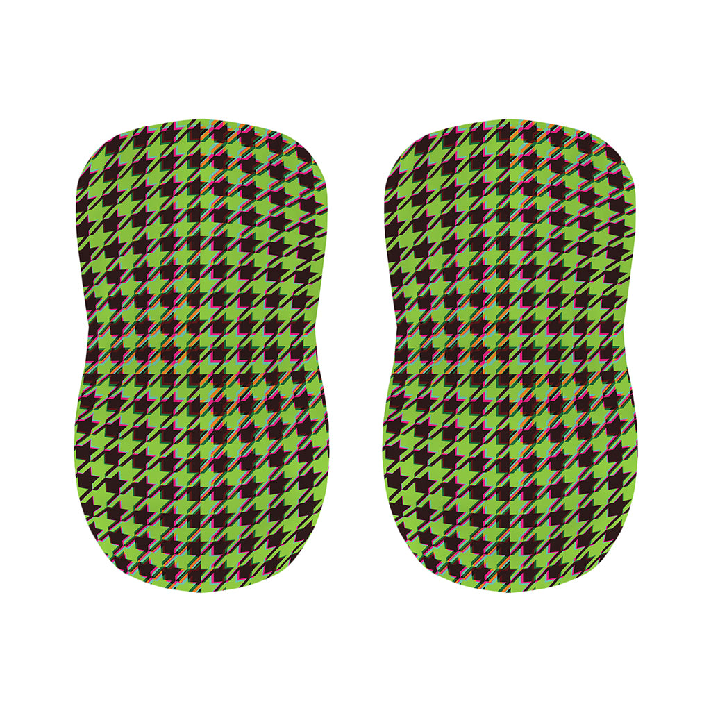 Trippy green Houndstooth Pattern Print Bar Stool Covers