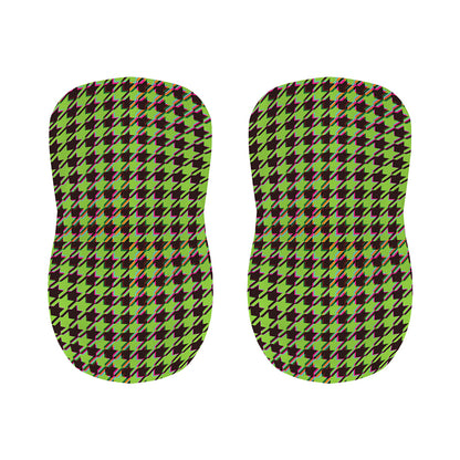 Trippy green Houndstooth Pattern Print Bar Stool Covers