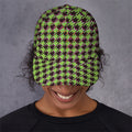Trippy green Houndstooth Pattern Print Baseball Cap