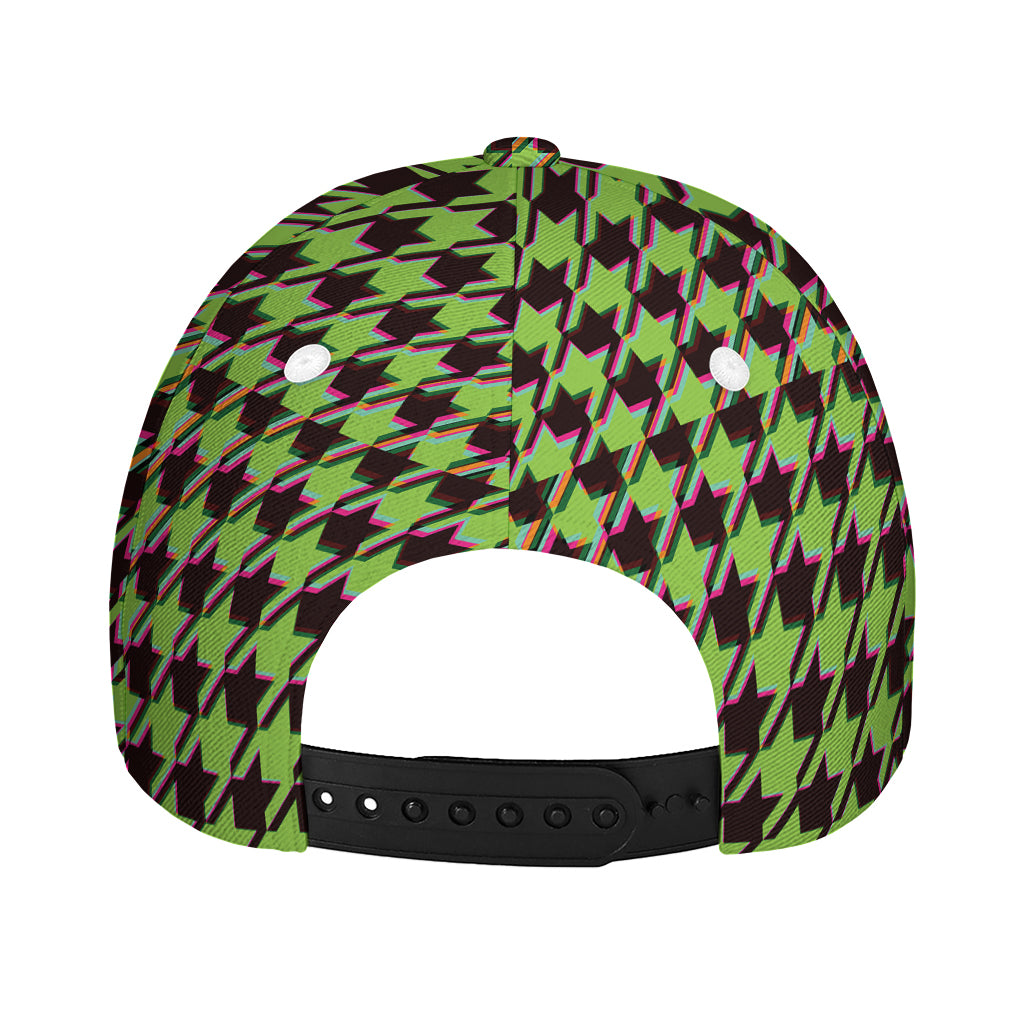 Trippy green Houndstooth Pattern Print Baseball Cap