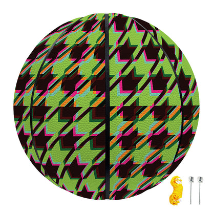 Trippy green Houndstooth Pattern Print Basketball
