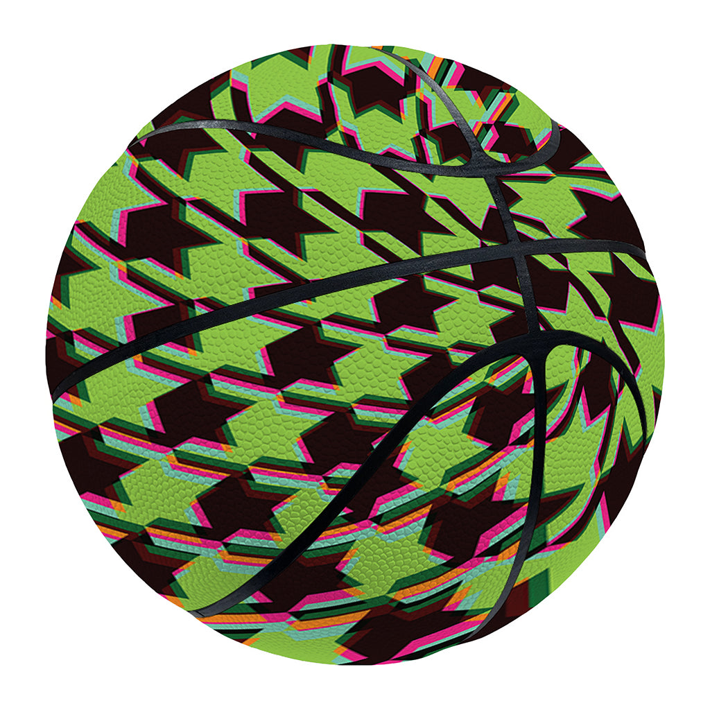 Trippy green Houndstooth Pattern Print Basketball