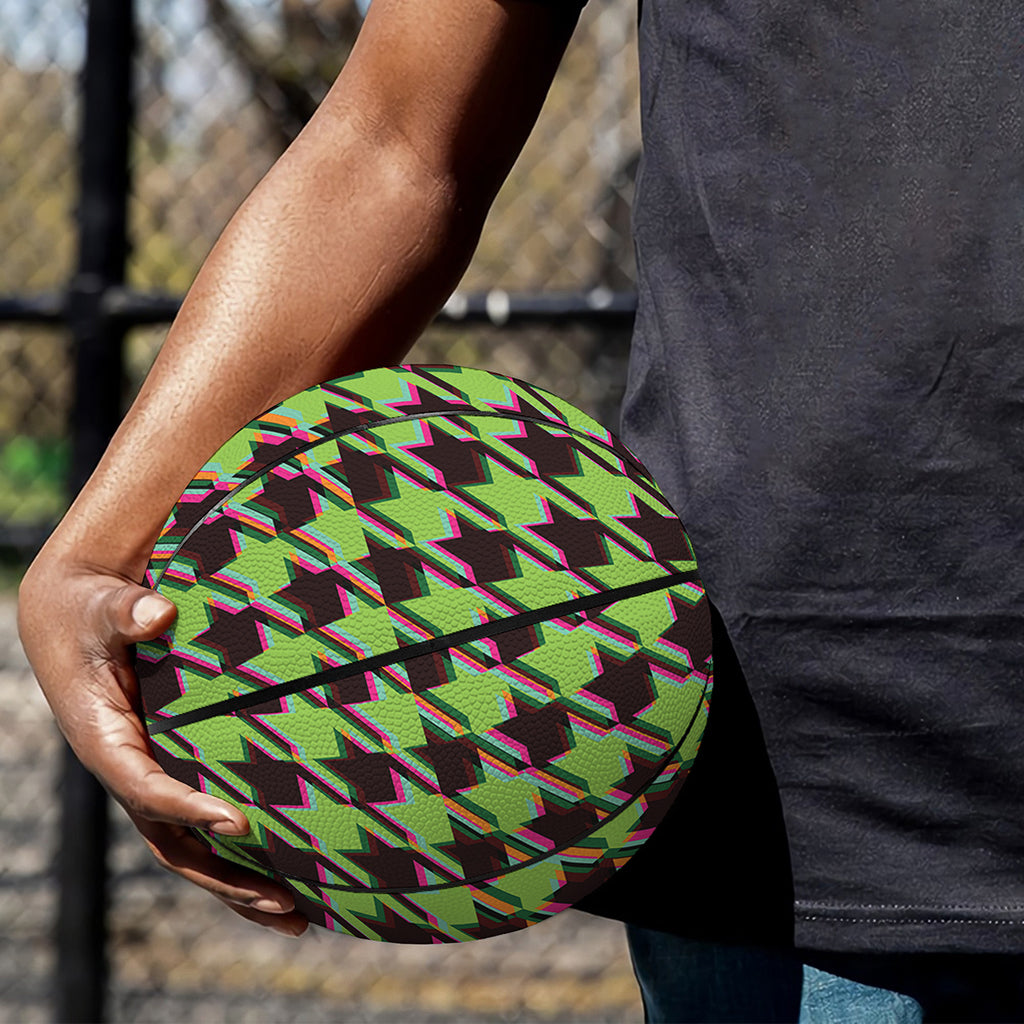 Trippy green Houndstooth Pattern Print Basketball