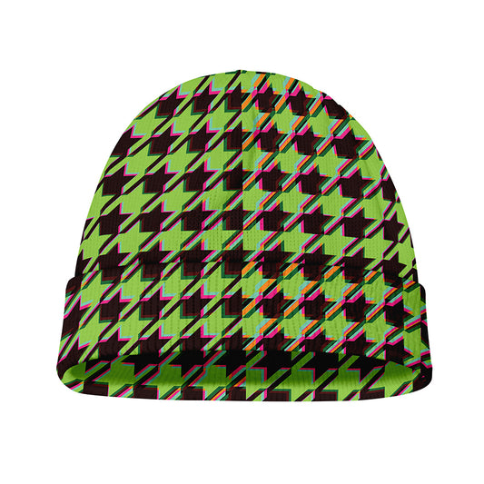 Trippy green Houndstooth Pattern Print Beanie