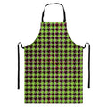 Trippy green Houndstooth Pattern Print Bib Apron With Pocket