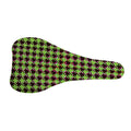 Trippy green Houndstooth Pattern Print Bicycle Seat Cover