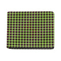 Trippy green Houndstooth Pattern Print Bifold Wallet