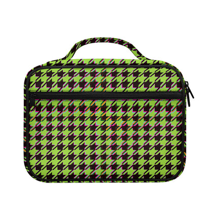 Trippy green Houndstooth Pattern Print Briefcase Bible Bag