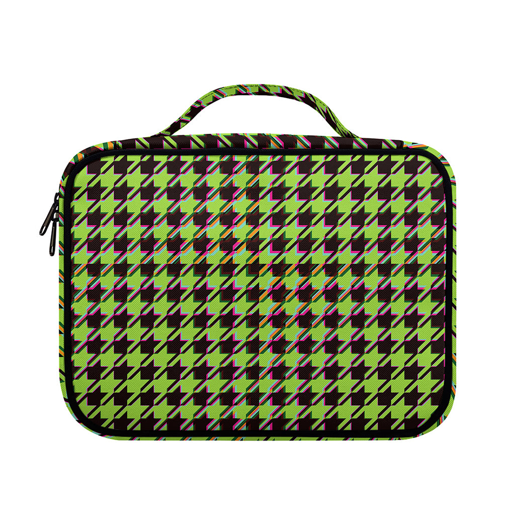 Trippy green Houndstooth Pattern Print Briefcase Bible Bag